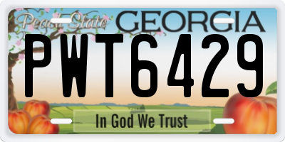GA license plate PWT6429