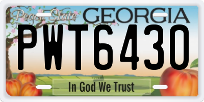 GA license plate PWT6430