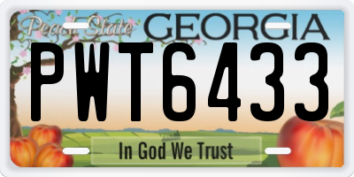 GA license plate PWT6433