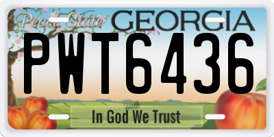 GA license plate PWT6436