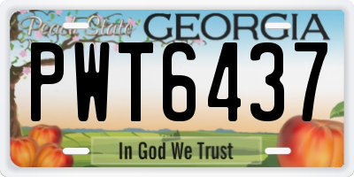 GA license plate PWT6437