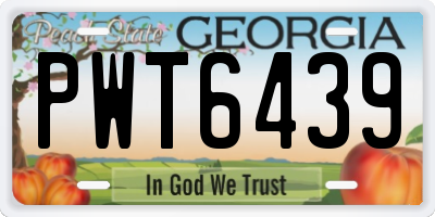 GA license plate PWT6439