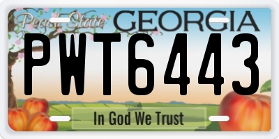 GA license plate PWT6443