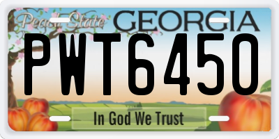 GA license plate PWT6450