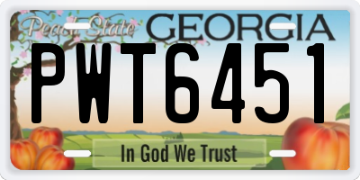 GA license plate PWT6451