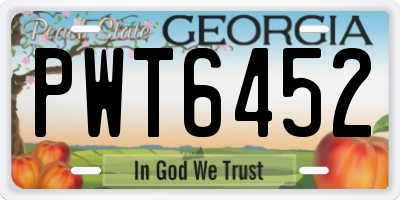 GA license plate PWT6452