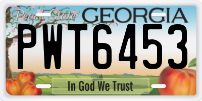 GA license plate PWT6453