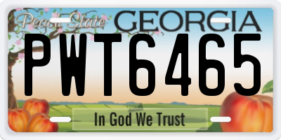GA license plate PWT6465