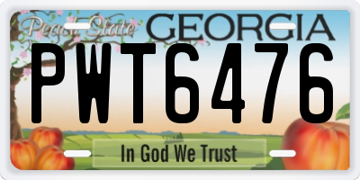 GA license plate PWT6476