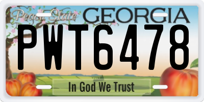GA license plate PWT6478