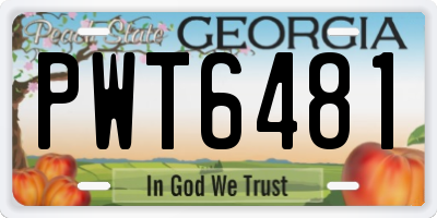 GA license plate PWT6481