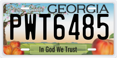 GA license plate PWT6485