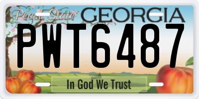 GA license plate PWT6487