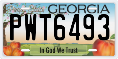 GA license plate PWT6493
