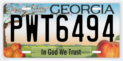 GA license plate PWT6494