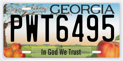 GA license plate PWT6495