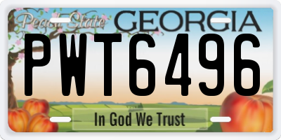 GA license plate PWT6496