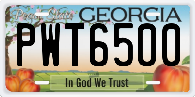 GA license plate PWT6500