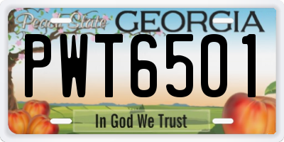 GA license plate PWT6501
