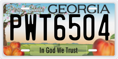 GA license plate PWT6504