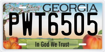 GA license plate PWT6505
