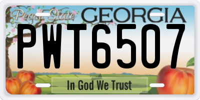 GA license plate PWT6507