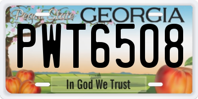 GA license plate PWT6508