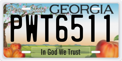GA license plate PWT6511