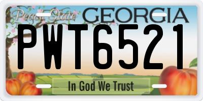 GA license plate PWT6521
