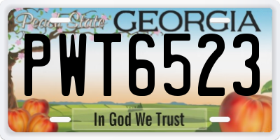 GA license plate PWT6523