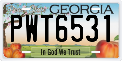 GA license plate PWT6531