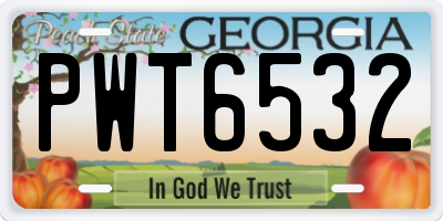 GA license plate PWT6532