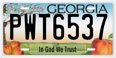 GA license plate PWT6537