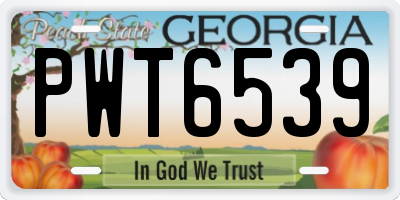GA license plate PWT6539