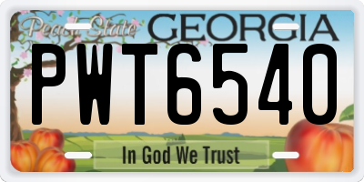 GA license plate PWT6540