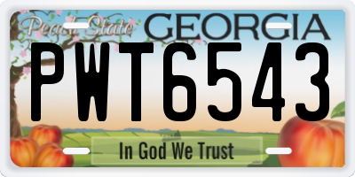 GA license plate PWT6543