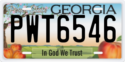GA license plate PWT6546