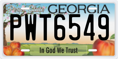 GA license plate PWT6549