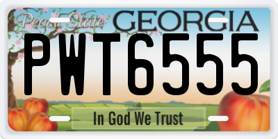 GA license plate PWT6555