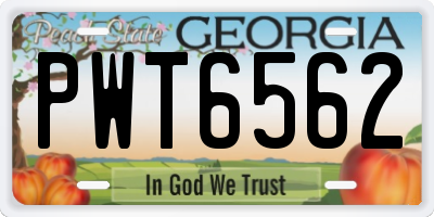 GA license plate PWT6562