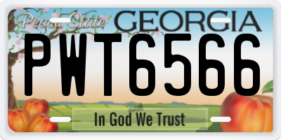 GA license plate PWT6566