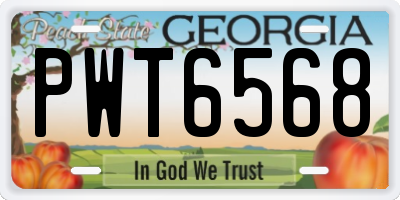 GA license plate PWT6568