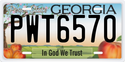 GA license plate PWT6570