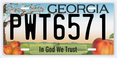 GA license plate PWT6571