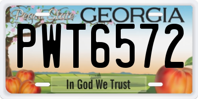 GA license plate PWT6572