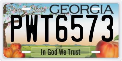GA license plate PWT6573