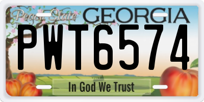 GA license plate PWT6574