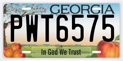 GA license plate PWT6575