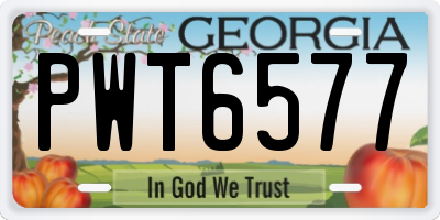 GA license plate PWT6577