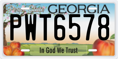 GA license plate PWT6578